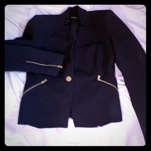 Black Zara Blazer with Gold Zippered accents.